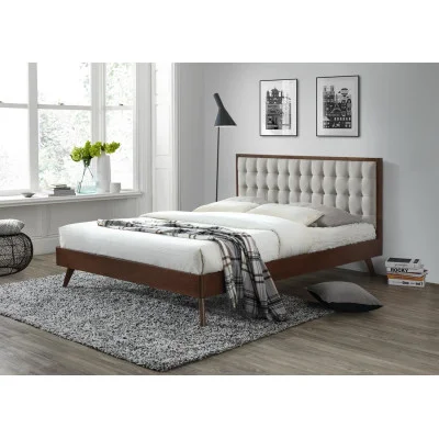 SOLOMO bed, BEIGE / WALNUT